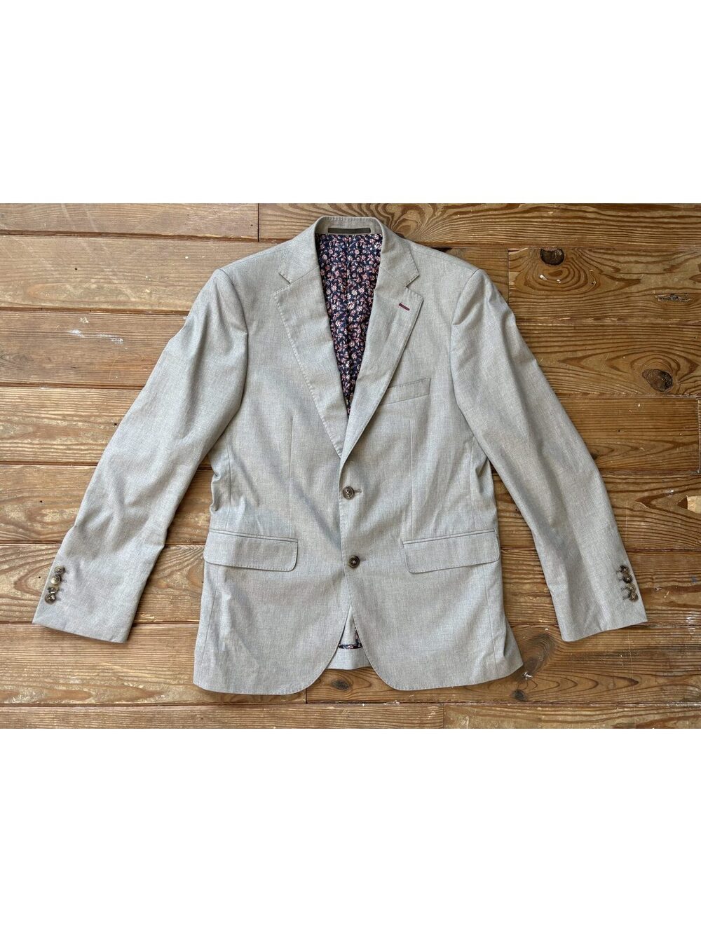 J.Hilburn Men’s 40 Tailored Fit Light Tan Taupe Cotton Stretch Blazer Sport Coat
